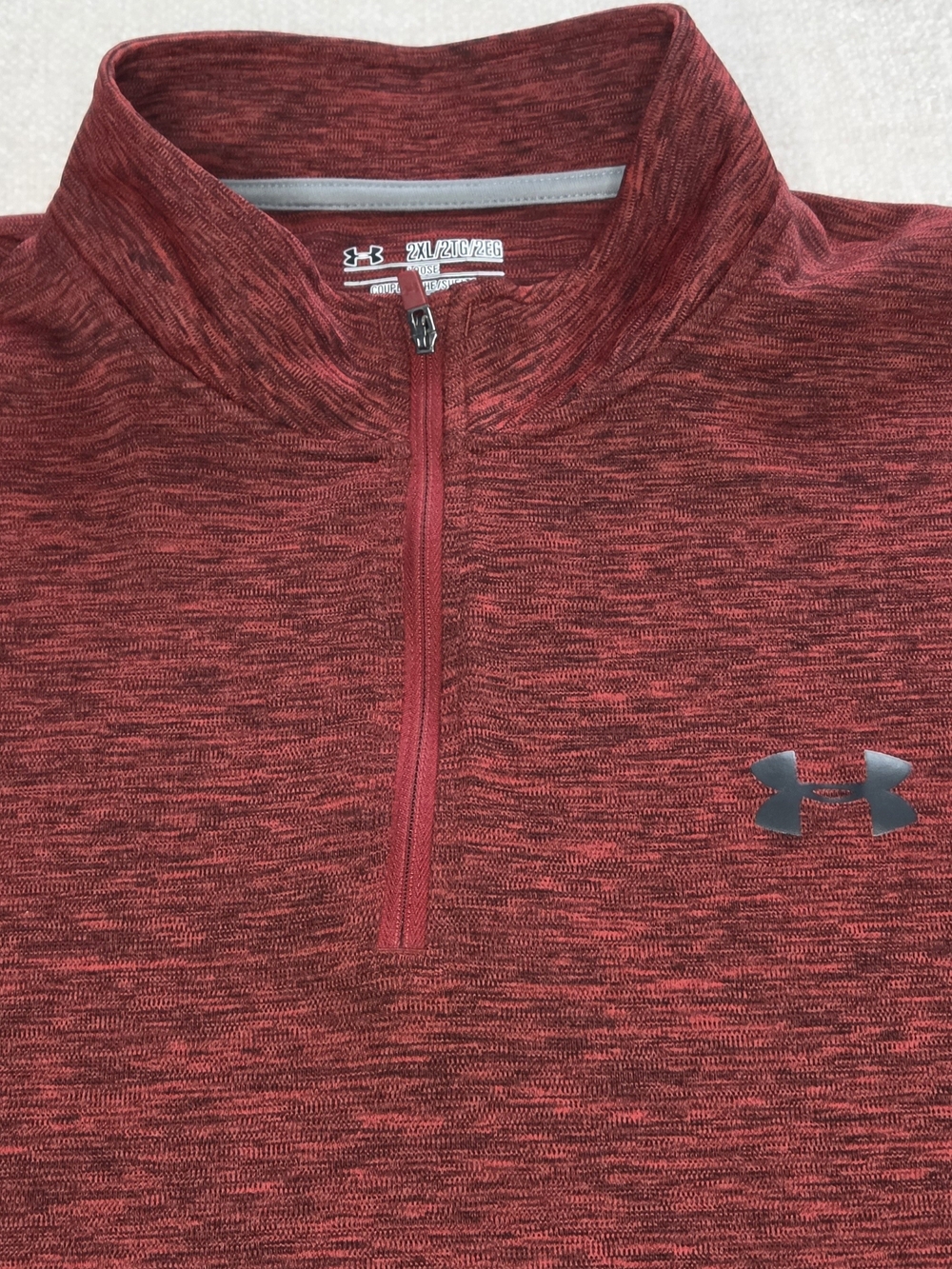 Under Armour HeatGear Quarter Zip Pullover Mens 2XL Red Heather Loose Athletic